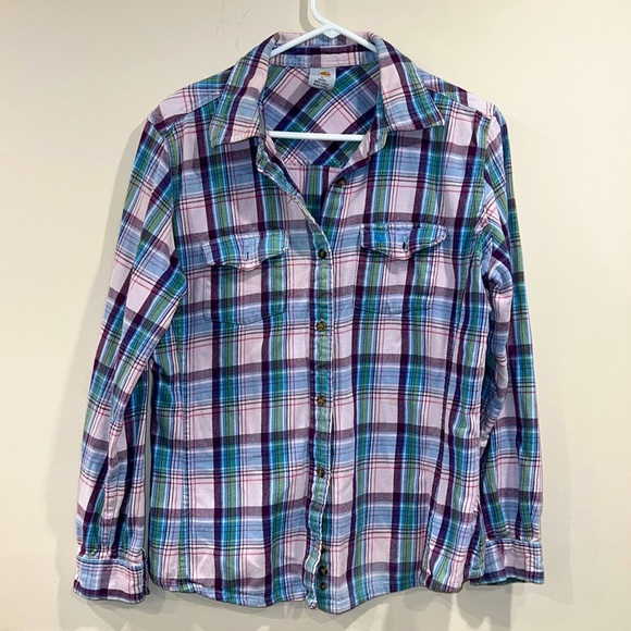 🔥Carhartt Women’s Blue Plaid Shirt🔥 - Picture 1 of 6